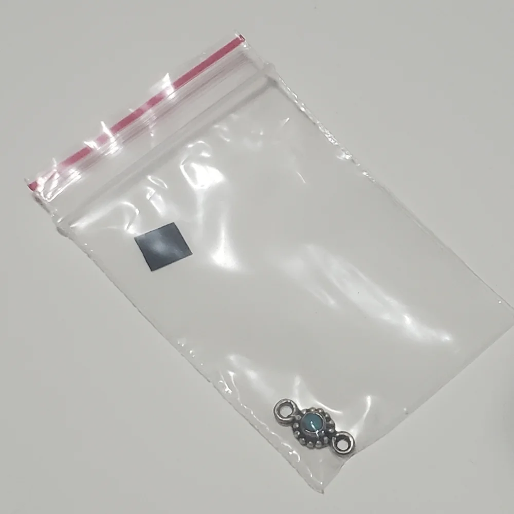 2/$15 Sterling Silver Link with Imitation Turquoise 14x7mm 925